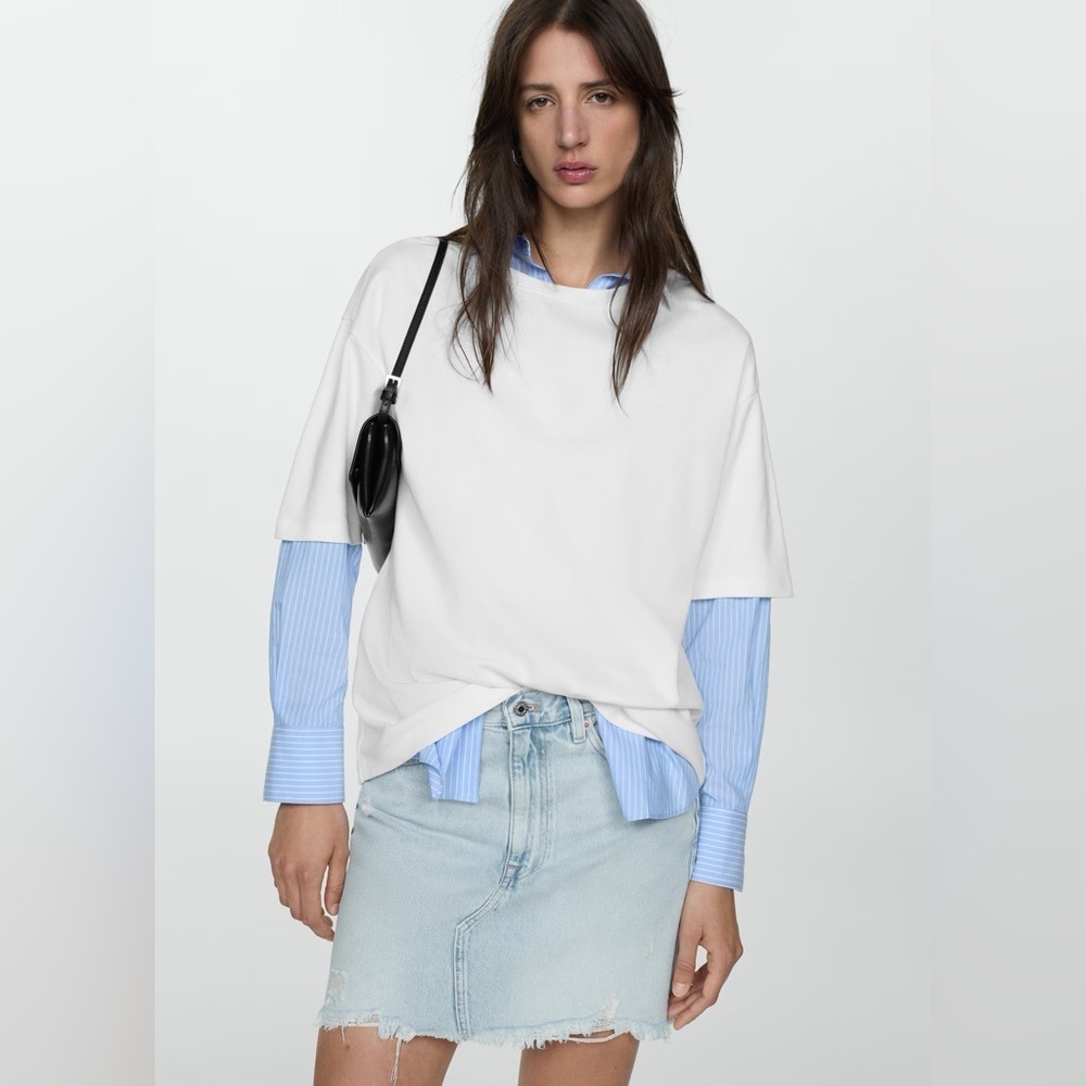Mango Light Blue Denim Mini Skirt NWT